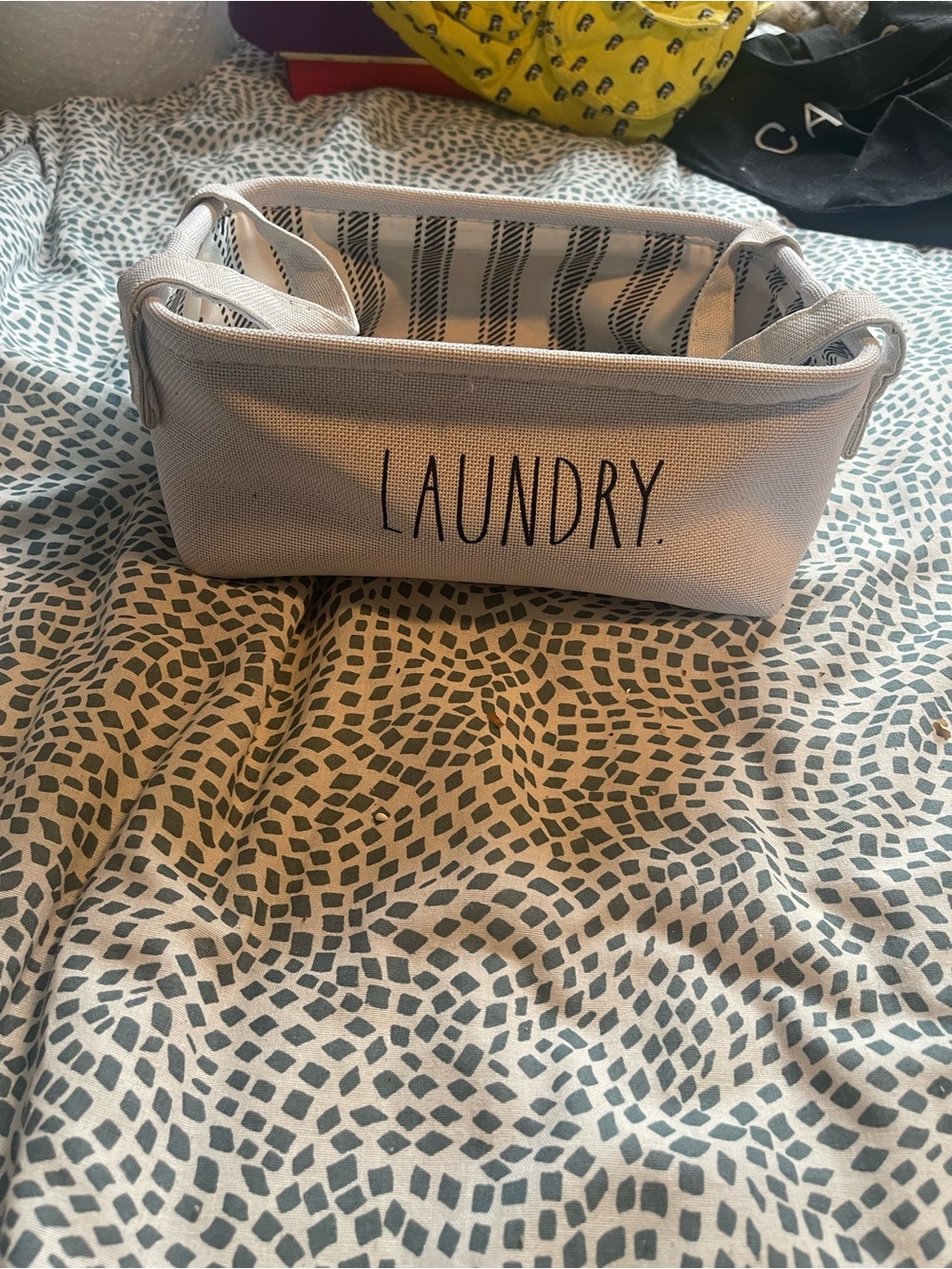 Rae Dunn Laundry Canvas Storage Bin - Gray